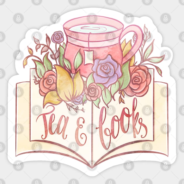 TEA AND BOOKS Sticker by Catarinabookdesigns